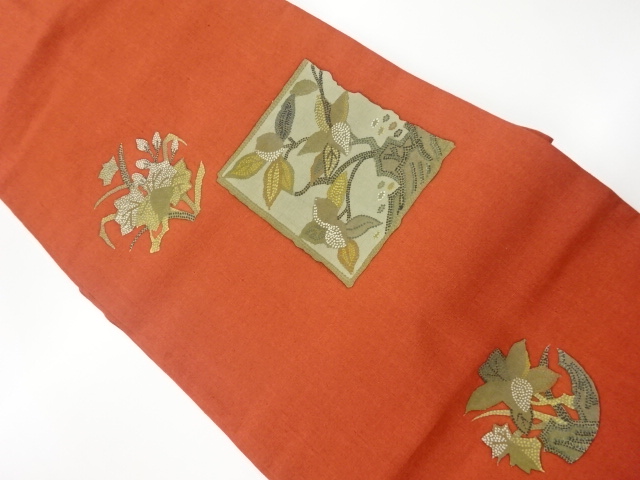 JAPANESE KIMONO / VINTAGE NAGOYA OBI / TSUMUGI / FLOWER